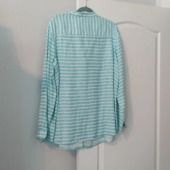 Coldwater Creek Aqua Striped Blouse - Picture 2 of 5